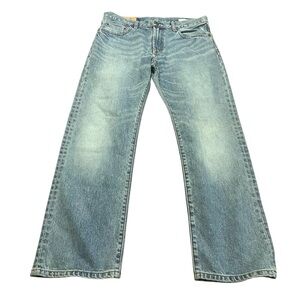 GAP Men's Slim Straight Jeans Light Blue Wash Faded Distressed Size 33